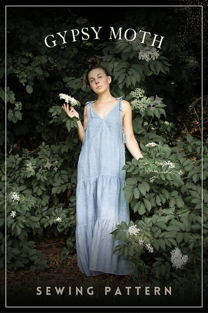 Gypsy Moth Tiered Maxi Dress Printed Sewing Pattern | Charlie Darwin Textiles