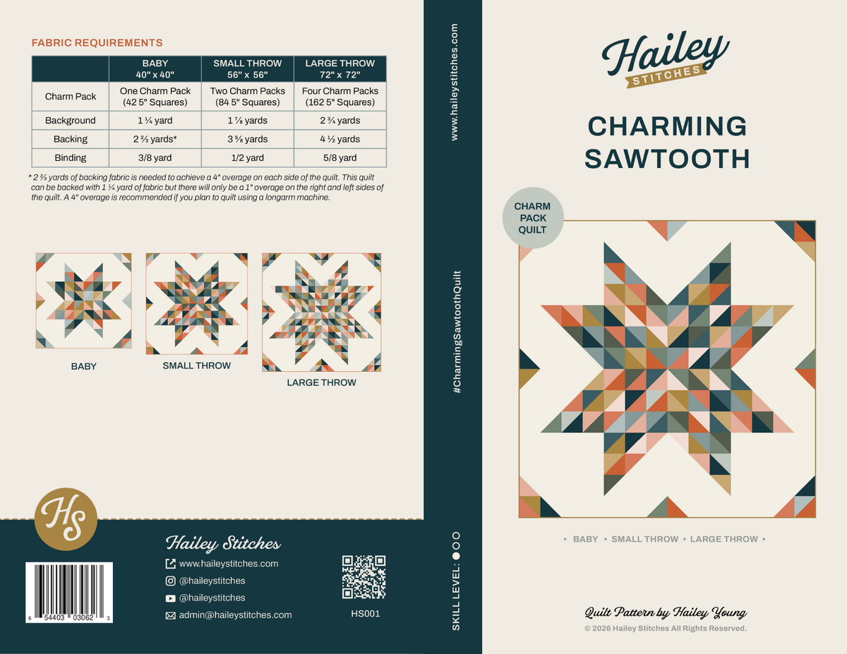 Charming Sawtooth Quilt Pattern by Hailey Stitches