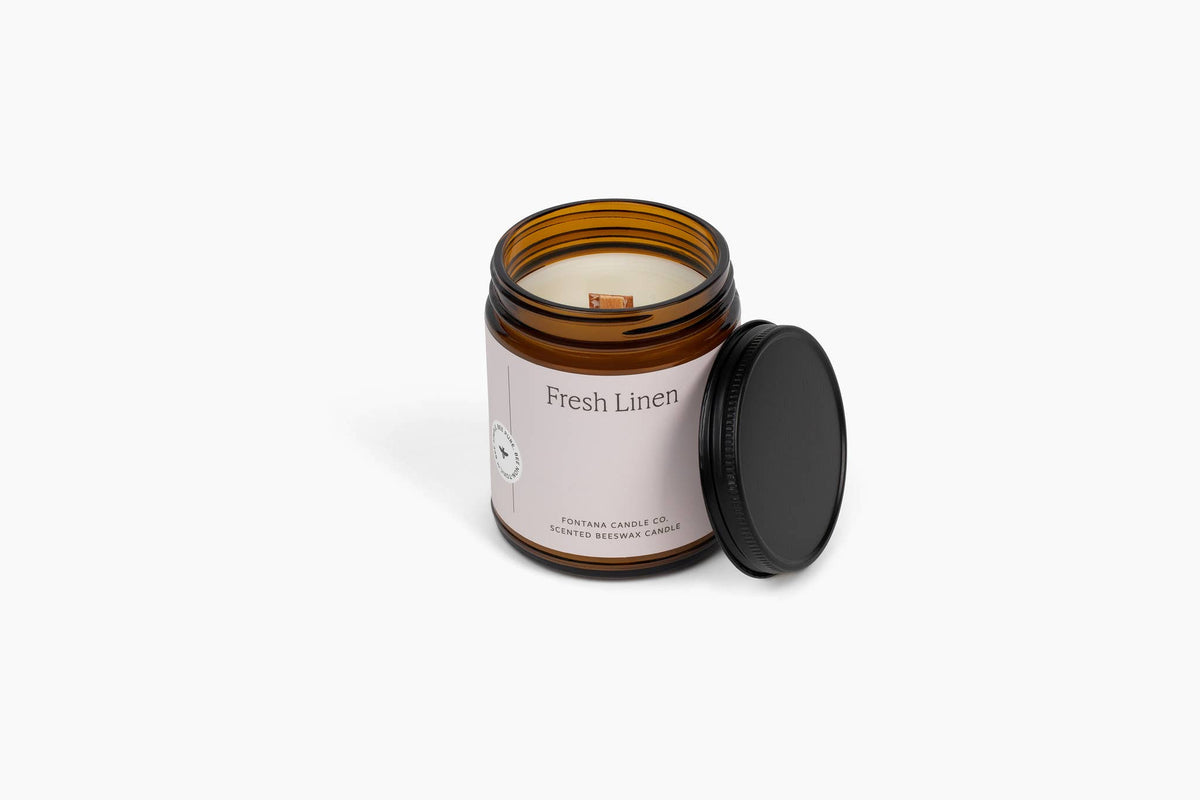 Fontana Fresh Linen Beeswax Essential Oil Jar Candle