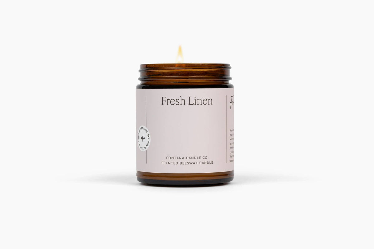 Fontana Fresh Linen Beeswax Essential Oil Jar Candle