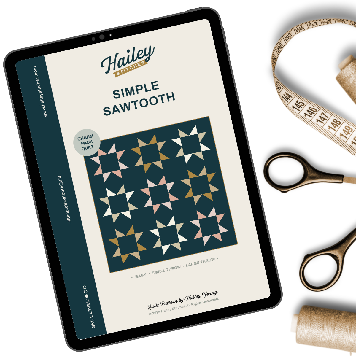 Simple Sawtooth Quilt Pattern by Hailey Stitches
