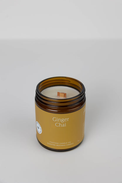 Non-Toxic Ginger Chai Essential Oil Beeswax Jar Candle