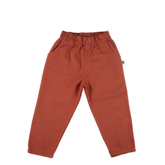 Little Yucca Slouchy Organic Cotton Woven Pants – Terracotta