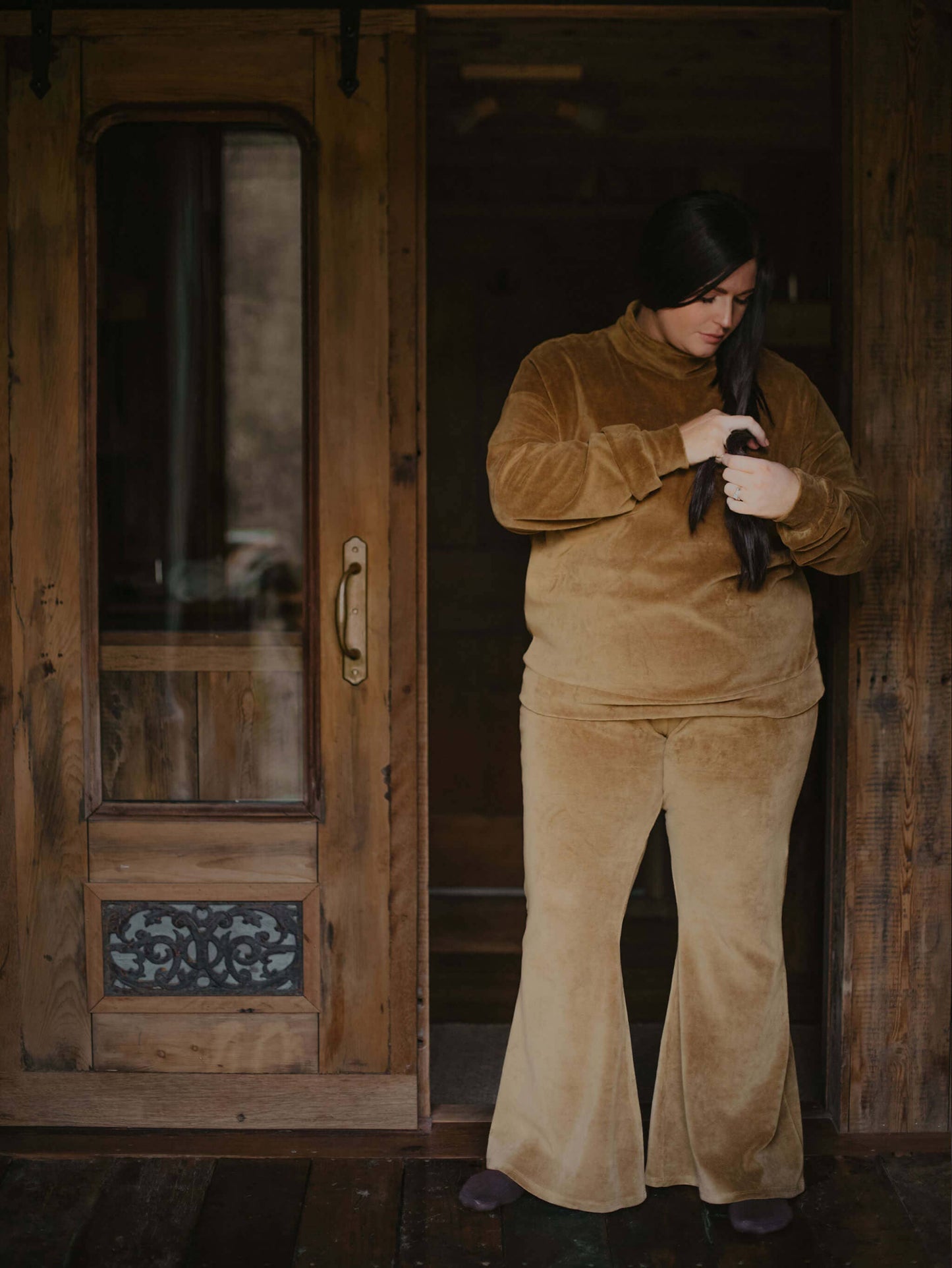 Organic Cotton Velvet Flares: Bronze SM & X-SM