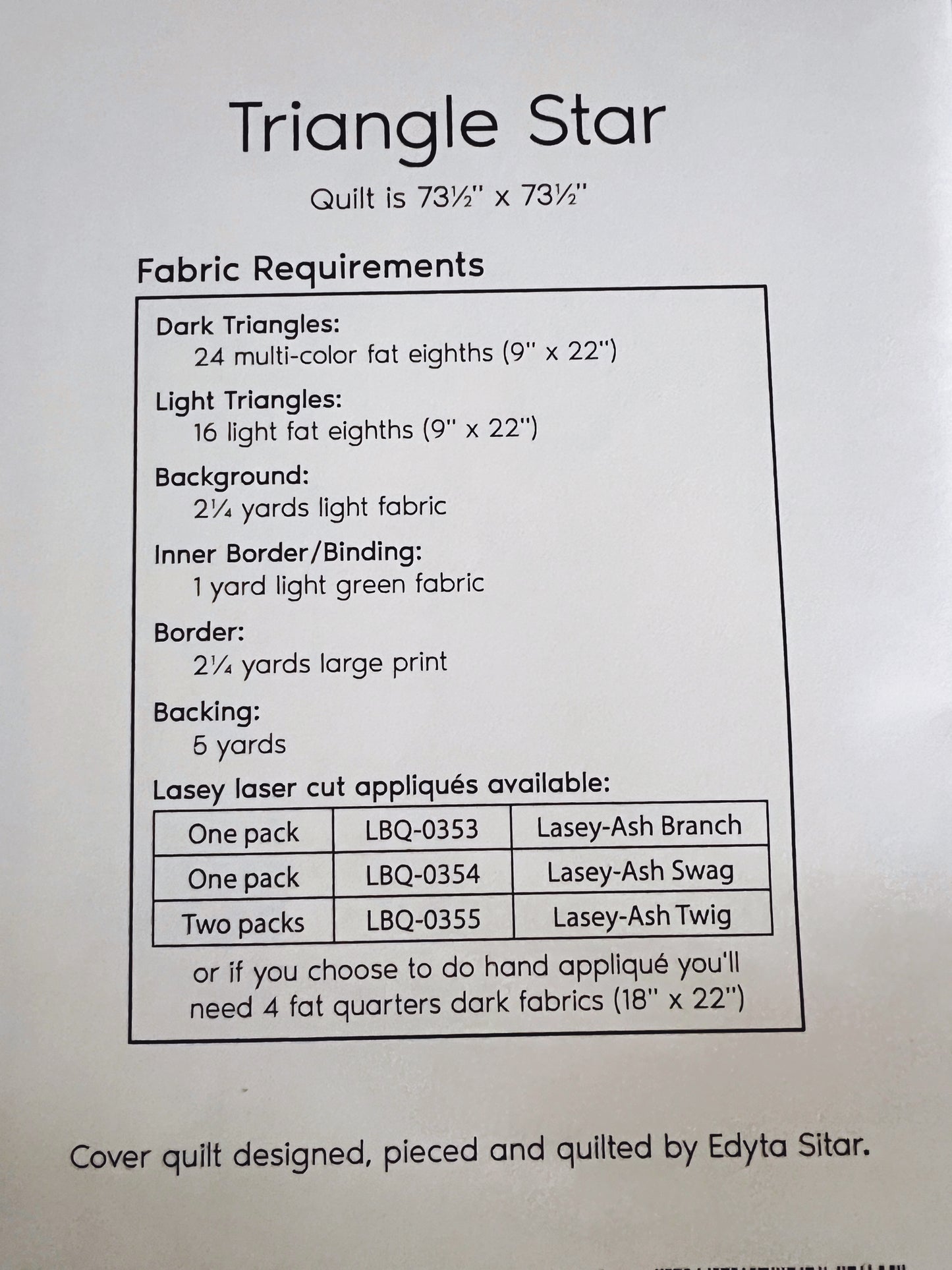 Triangle Star | Traditional Quilt Paper Pattern
