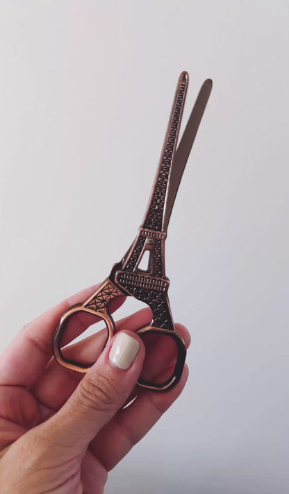 Paris Eiffel Tower Antiqued Rose Gold Stainless Steel Embroidery Scissors