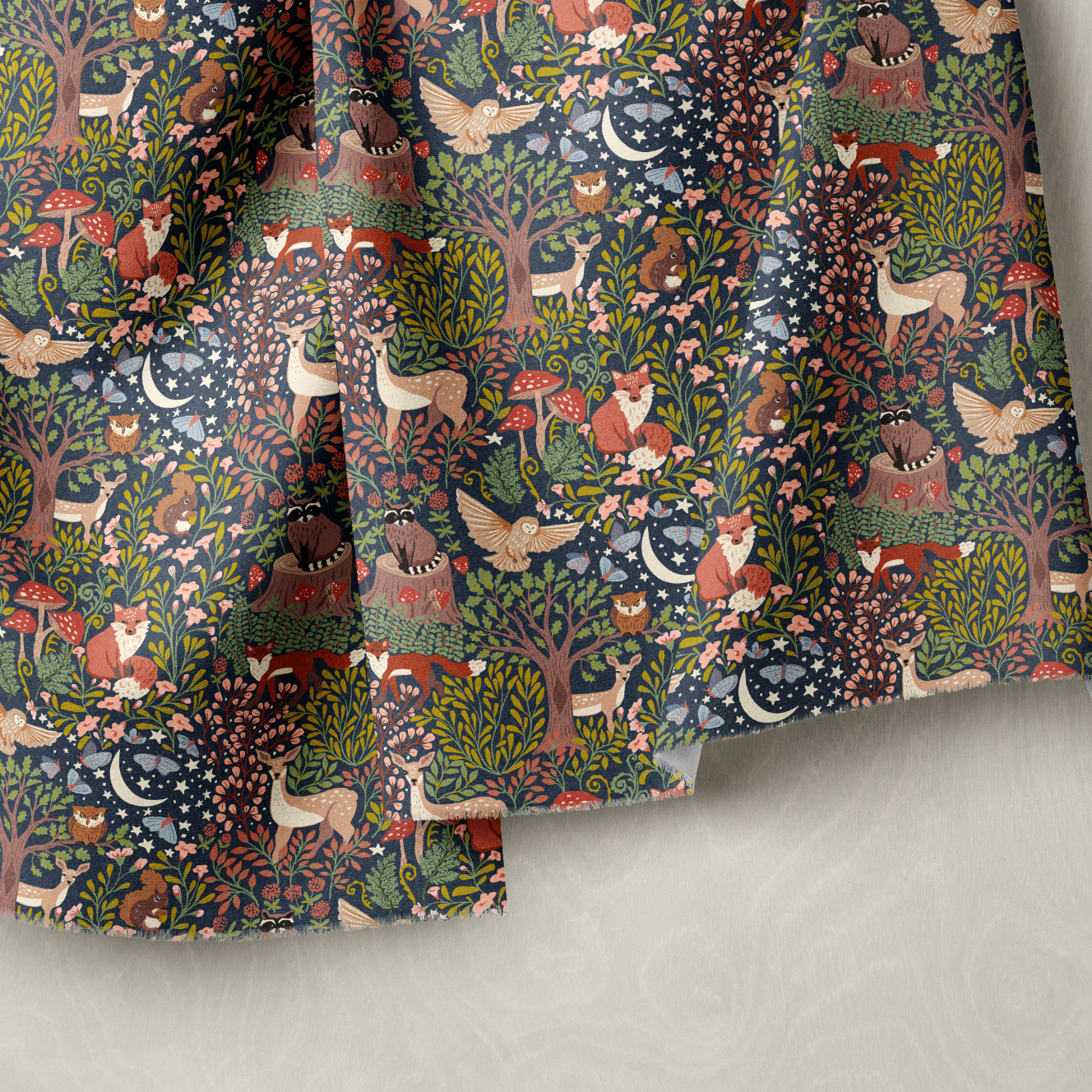 Draped fabric on white surface