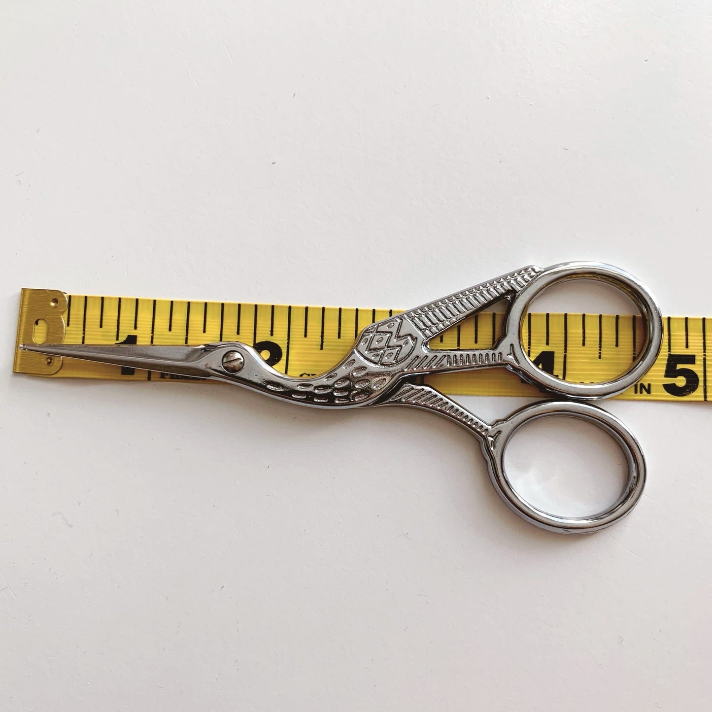 Silver Colored Crane Antique Style Stainless Steel Embroidery Scissors