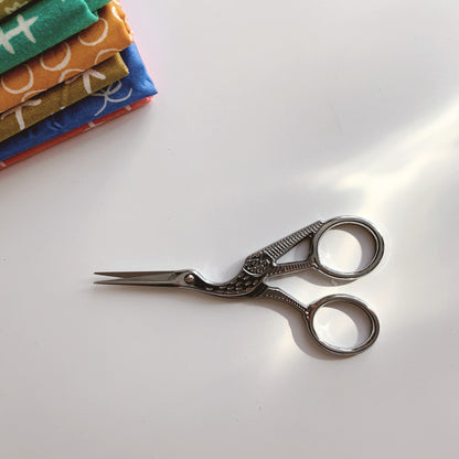Silver Colored Crane Antique Style Stainless Steel Embroidery Scissors