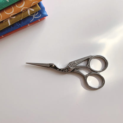 Silver Colored Crane Antique Style Stainless Steel Embroidery Scissors