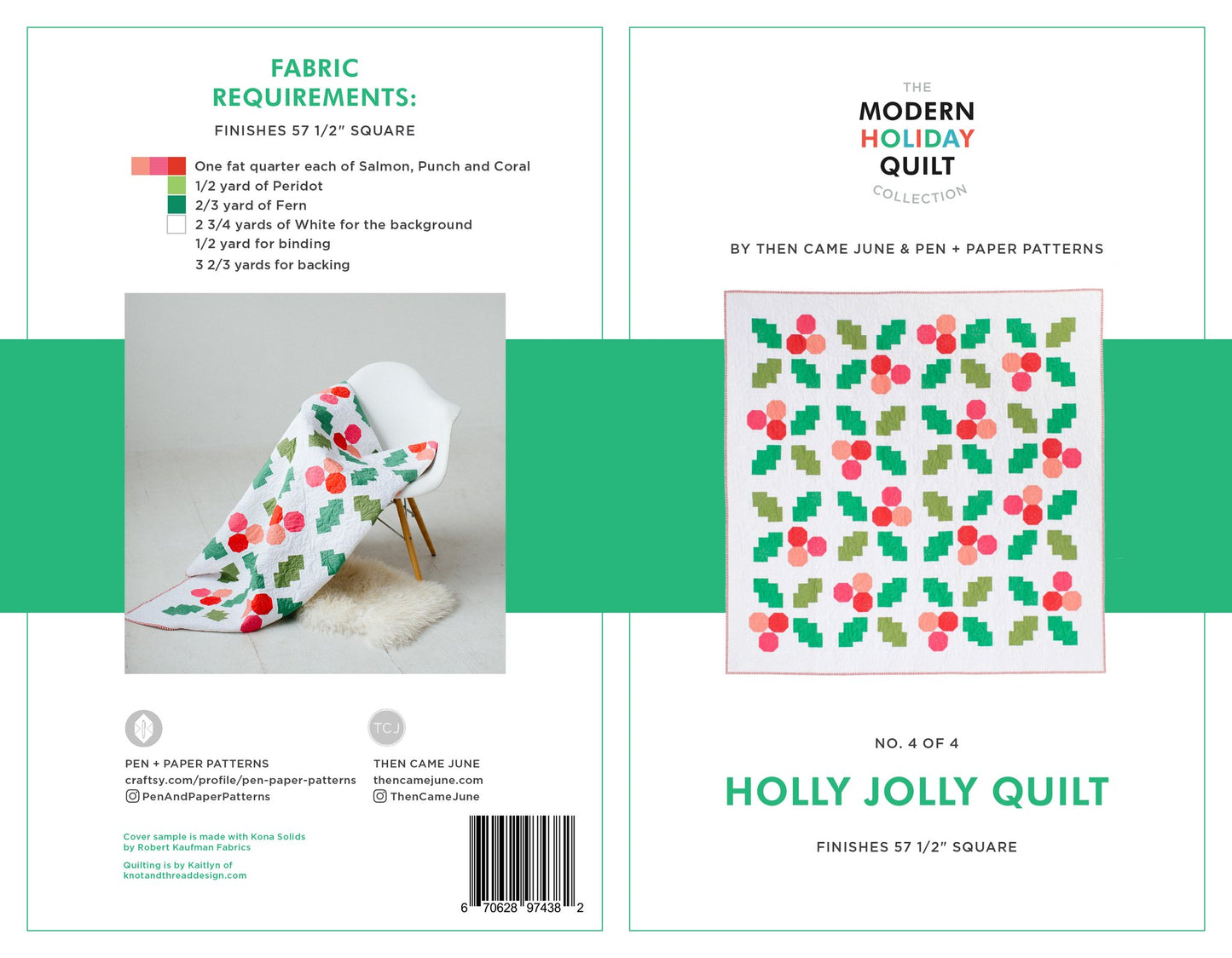 Holly Jolly Quilt Paper Pattern