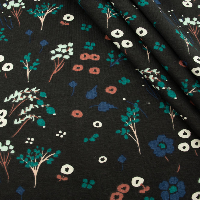 Farrah Floral Black Organic Jersey Knit
