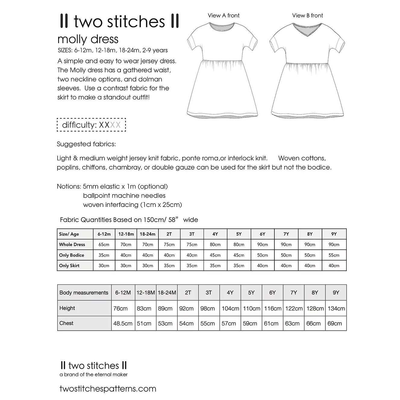 Molly Dress - Sewing Pattern for Childrenswear (UK Indie Pattern)