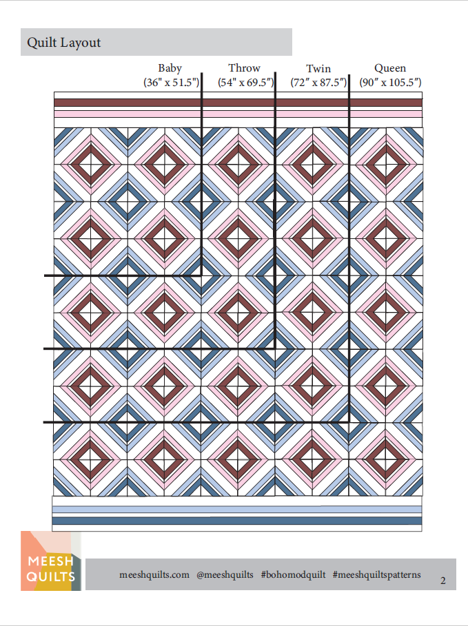 Patrón digital (PDF) de colcha Boho Mod