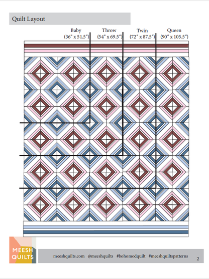 Patrón digital (PDF) de colcha Boho Mod