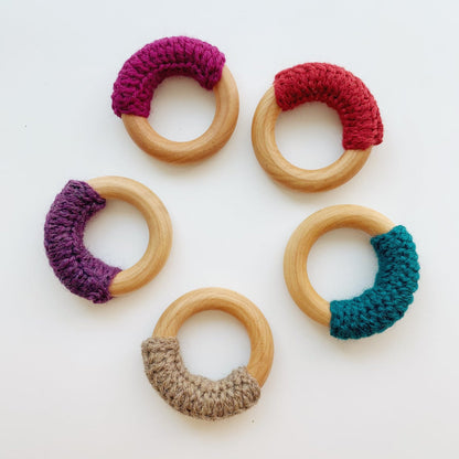 Natural 2.5" Maple Wood + Wool Baby Ring