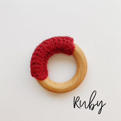 Natural 2.5" Maple Wood + Wool Baby Ring