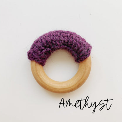 Natural 2.5" Maple Wood + Wool Baby Ring