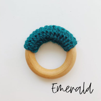 Natural 2.5" Maple Wood + Wool Baby Ring