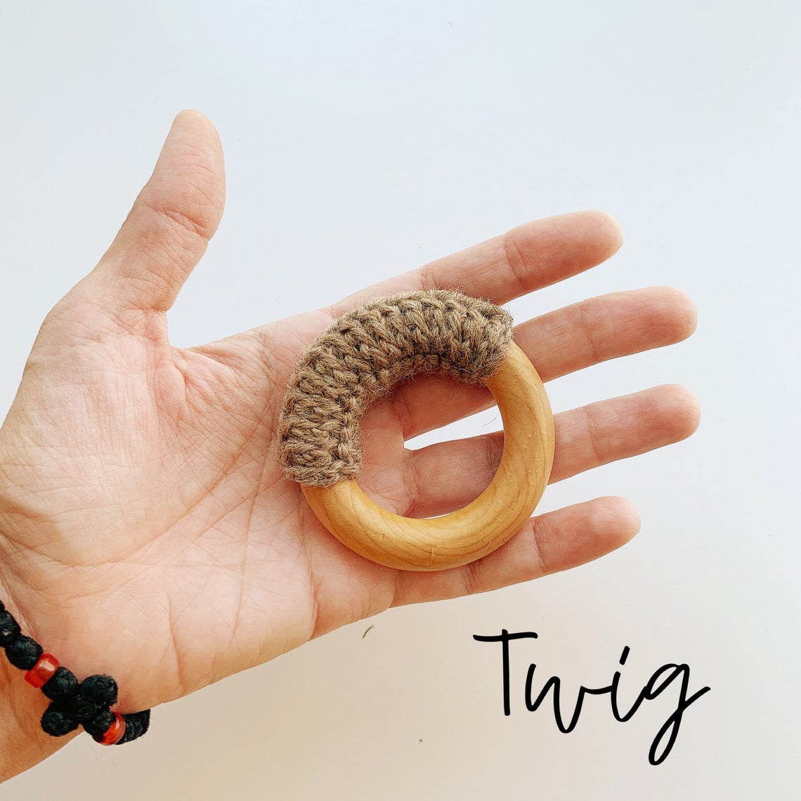 Natural Vegan 2.5" Maple Wood + Wool Baby Ring