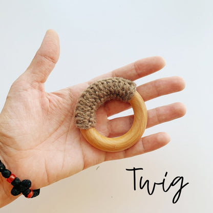 Natural 2.5" Maple Wood + Wool Baby Ring