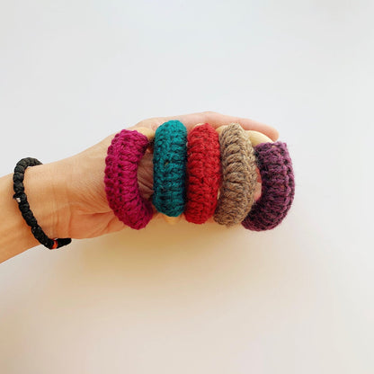 Natural 2.5" Maple Wood + Wool Baby Ring