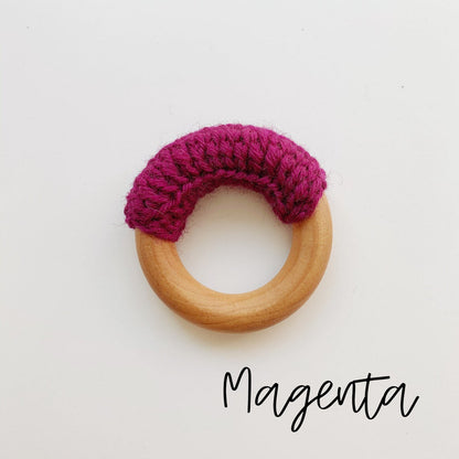 Natural 2.5" Maple Wood + Wool Baby Ring