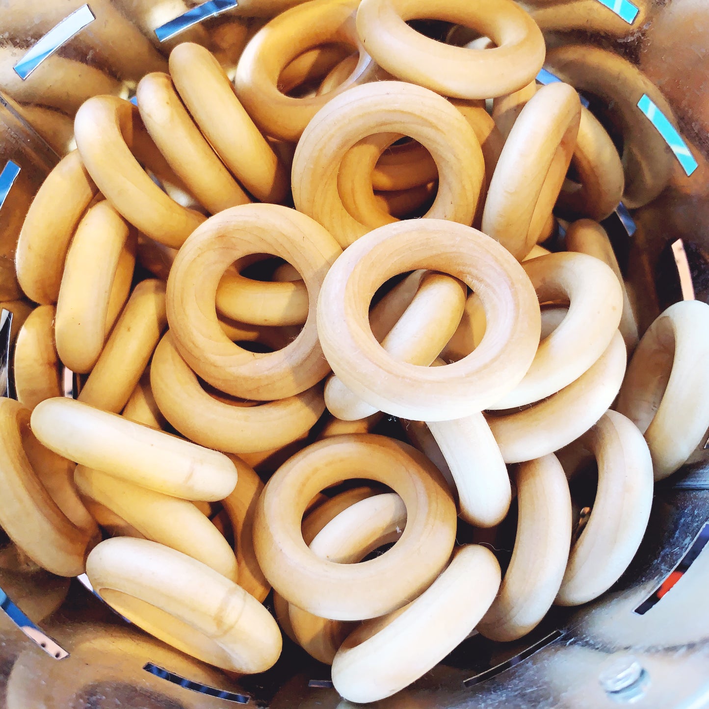 1.5" Diameter - Natural Maple Wood Rings - Teething Nursing Toy