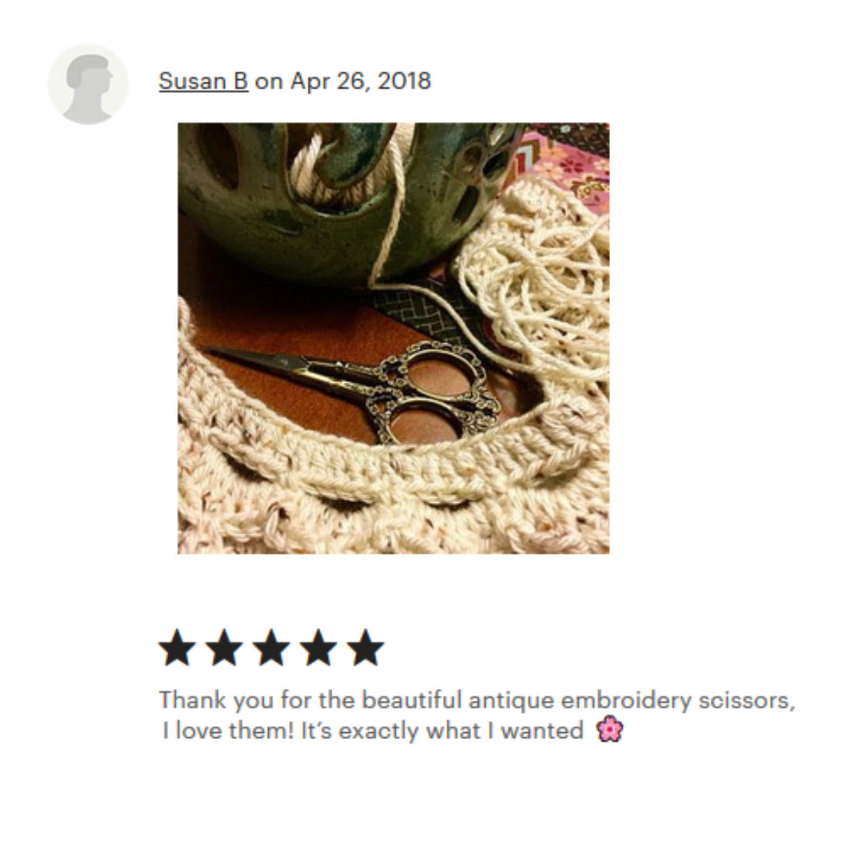 Flora Antiqued Silver Stainless Steel Embroidery Scissors