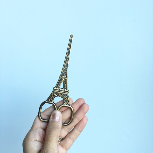 Paris Eiffel Tower Antiqued Gold Stainless Steel Embroidery Scissors