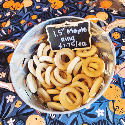 1.5" Diameter - Natural Maple Wood Rings CLEARANCE 75% OFF