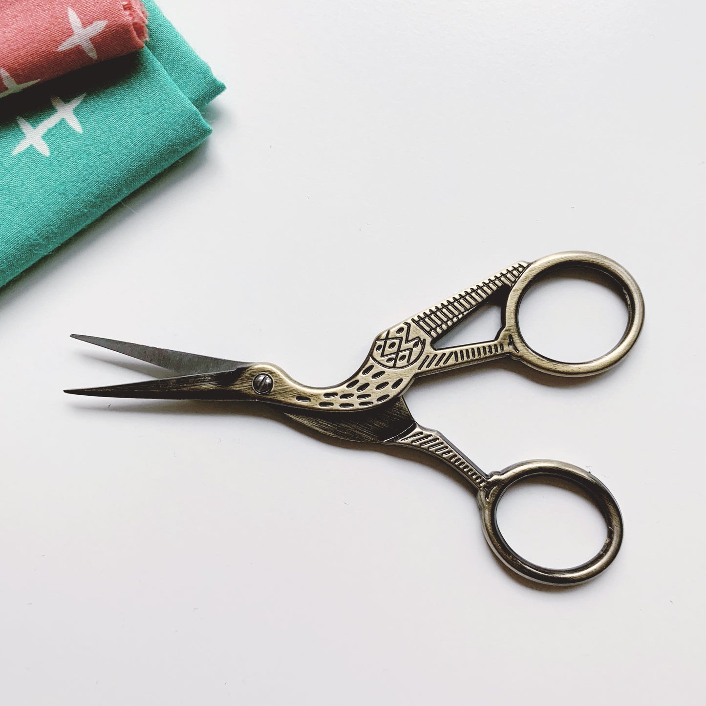 Antiqued Gold Colored Stork Antique Style Stainless Steel Embroidery Scissors