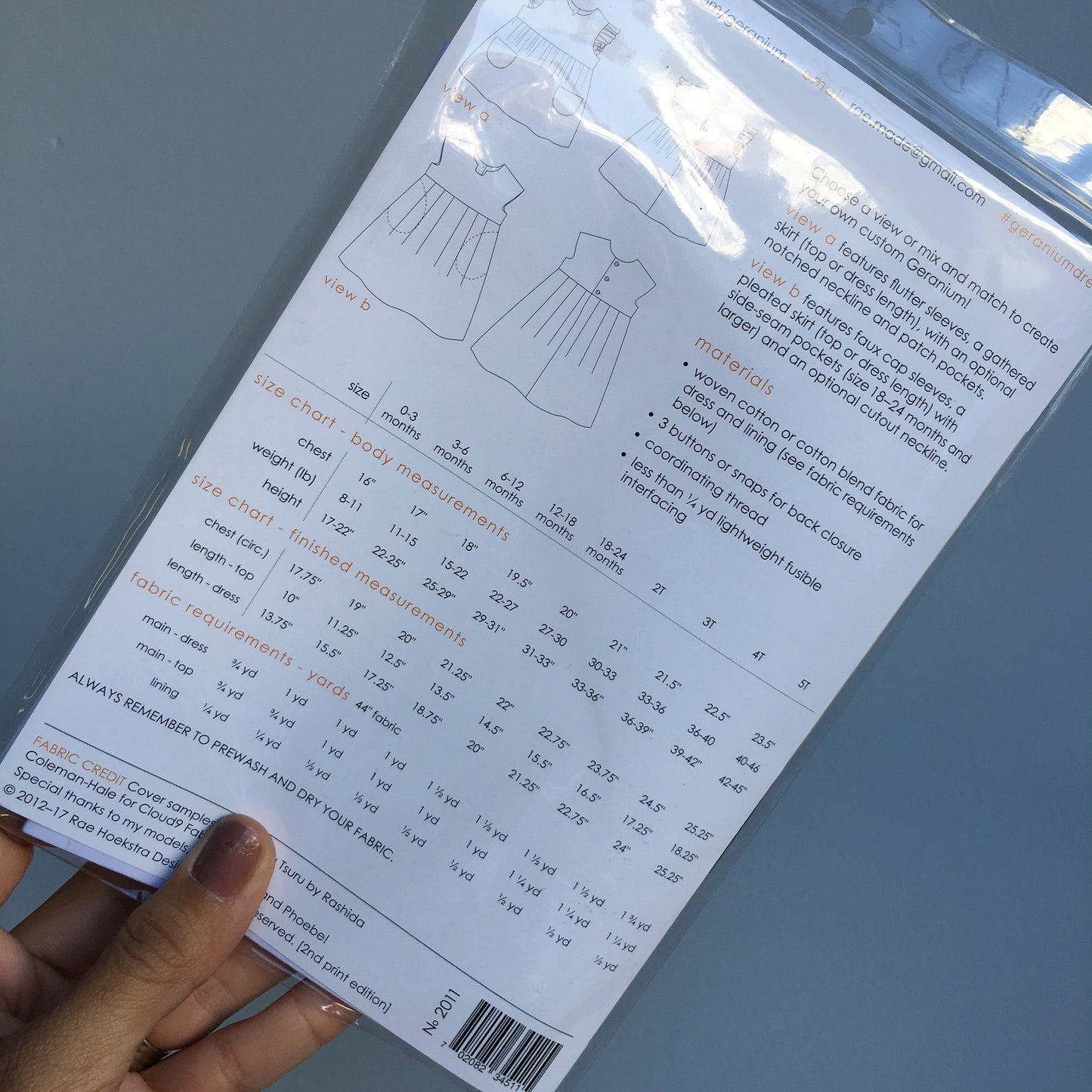 Geranium Girl's Dress Paper Pattern 0 - 5T