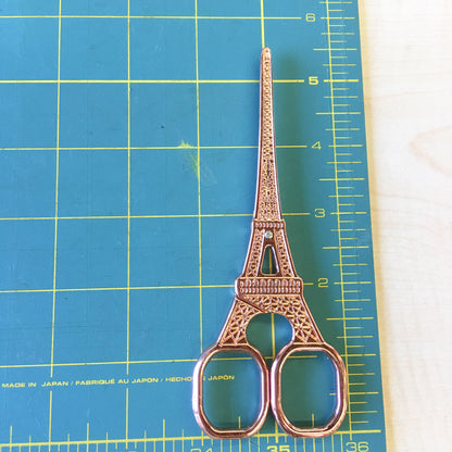 Paris Eiffel Tower Antiqued Rose Gold Stainless Steel Embroidery Scissors