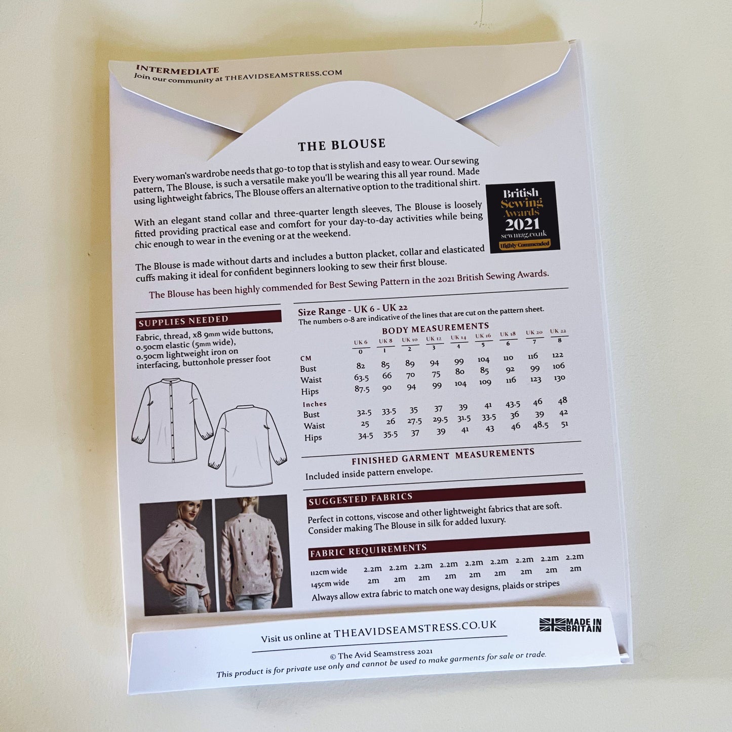 The Blouse Sewing Pattern - UK Sewing Pattern